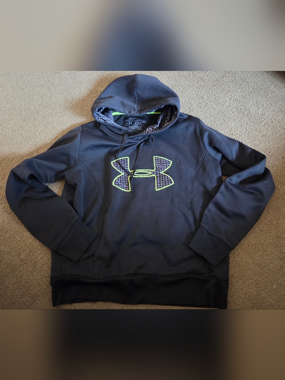 Under Armour Men’s Black Hoodie with Neon Green Logo